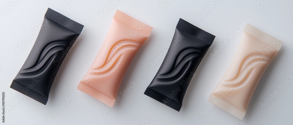 Aufkleber four different types of condoms arranged in a row on a white background. the condoms are of differen