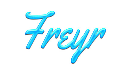 Obraz premium Glowing blue effect of name Freyr on white background. 