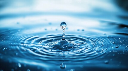 Water droplet falling creating concentric ripples