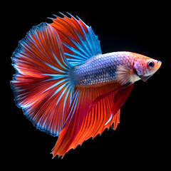 Fototapeta premium betta fighting fish on black background