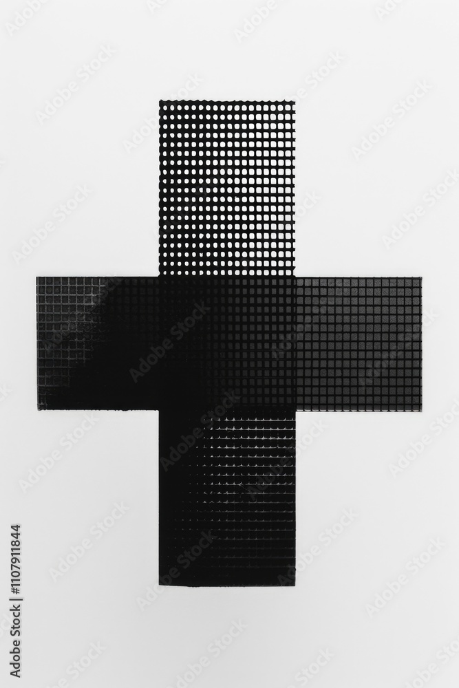 Poster A simple yet striking cross composed of squares in monochrome tones