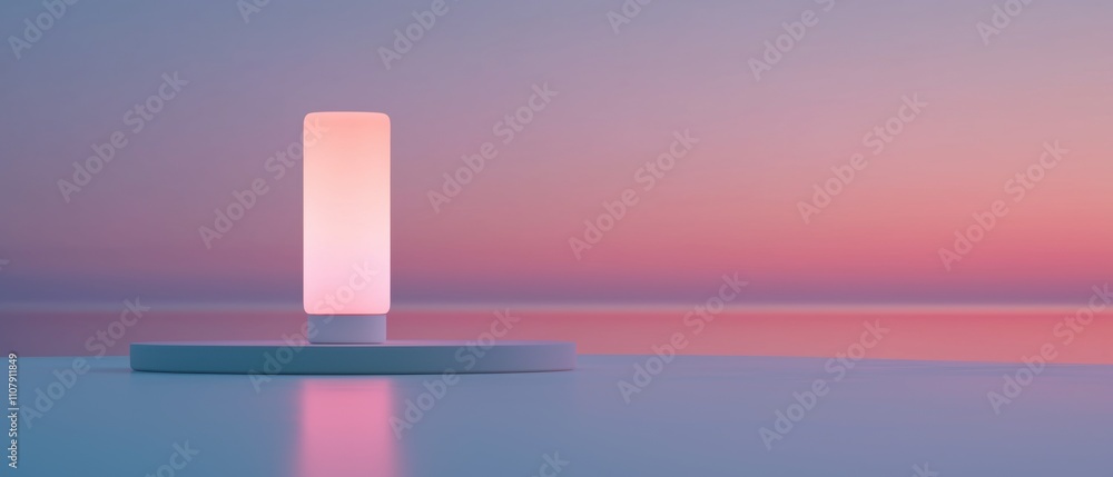 Aufkleber small, cylindrical object with a white base on a blue surface. the object appears to be a lamp or a 