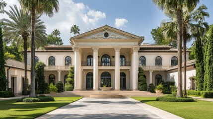 Fototapeta premium Grand Mediterranean Mansion Exterior