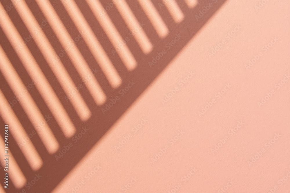 Aufkleber Parallel lines shadow casting on minimalist peach background creating soft light effect