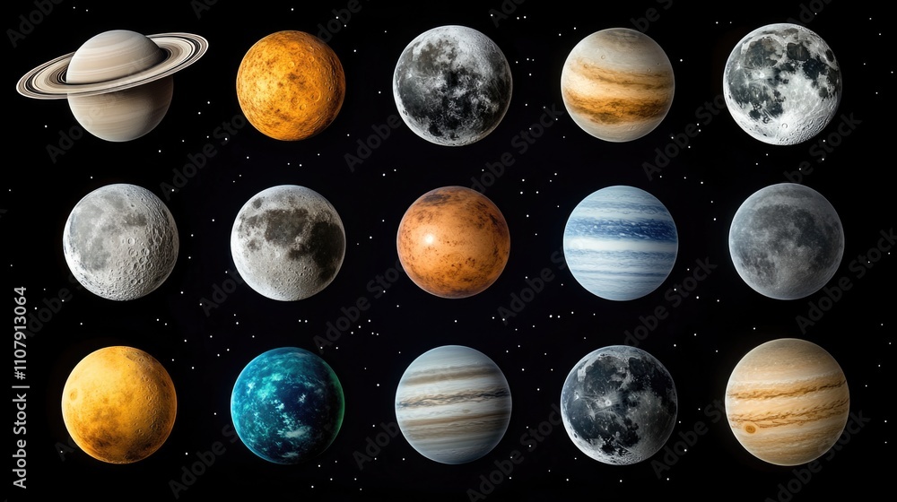 Poster a celestial event of nine planets aligning in the sky, offering a unique view for astronomers and sp