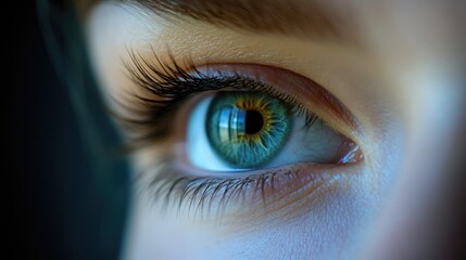 Fototapeta premium A detailed view of a person's blue eye, perfect for depicting individual features or emotions