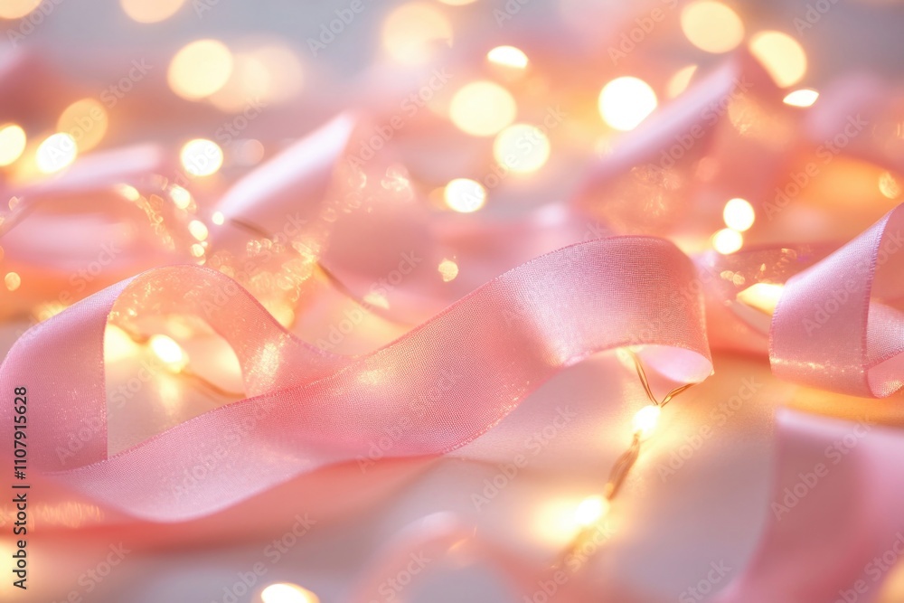 Poster a pink ribbon lit up from behind, perfect for highlighting small details or adding a touch of elegan