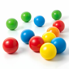 colored plastic balls on white background