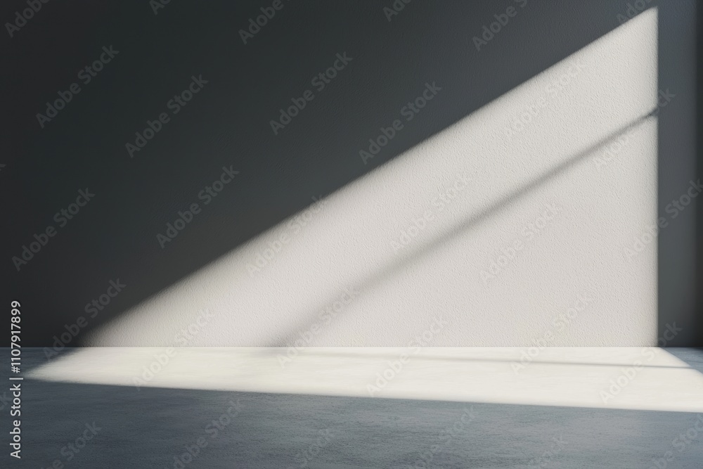 Poster empty room with sunlight casting shadows on wall and floor
