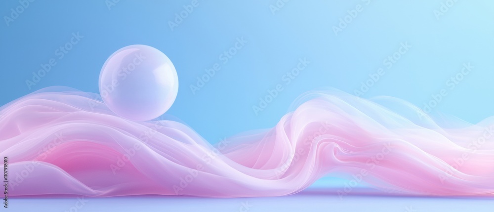 Poster abstract digital art piece with a light blue background. in the center of the image, there is a larg