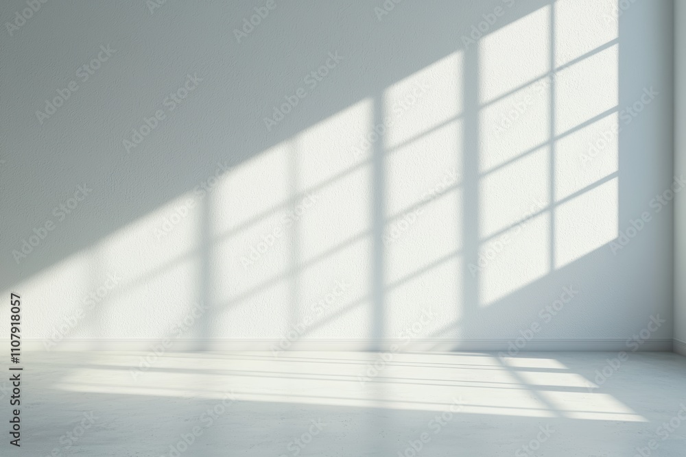 Poster empty room with window sunlight casting shadows on wall and floor