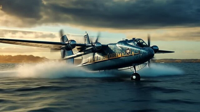 Amphibious fighter plane: An amphibious fighter plane lands smoothly on water, designed for both air and sea operations. Its versatility makes it an invaluable asset in diverse combat scenarios.