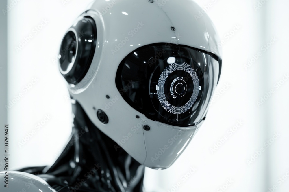 Poster a close-up view of a person wearing a helmet, suitable for use as a profile or detail image