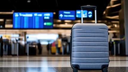 Fototapeta premium Travel Essentials: Polished Suitcase at Terminal
