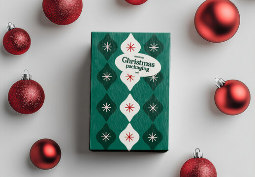 Christmas Present with Wrapping Paper Mockup with Generative AI