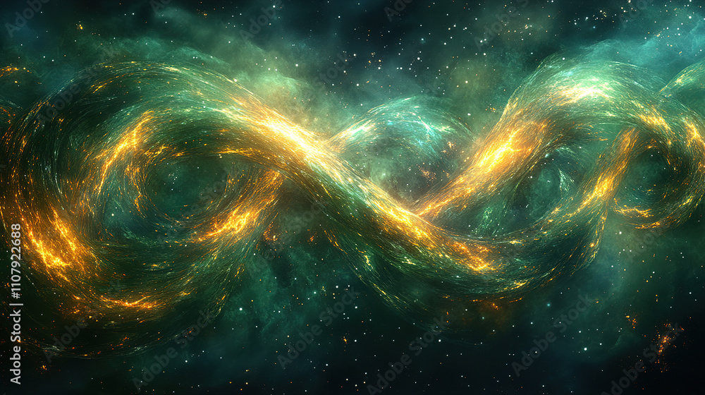 Poster colorful cosmic swirls create a mesmerizing infinity symbol in deep space. generative ai