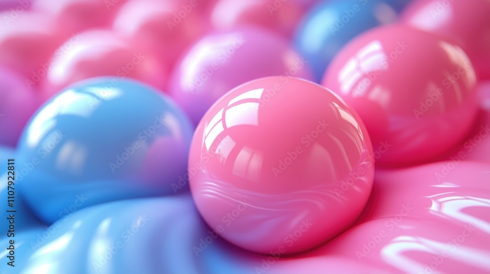 Poster soft balls with wave pattern 3d rendering