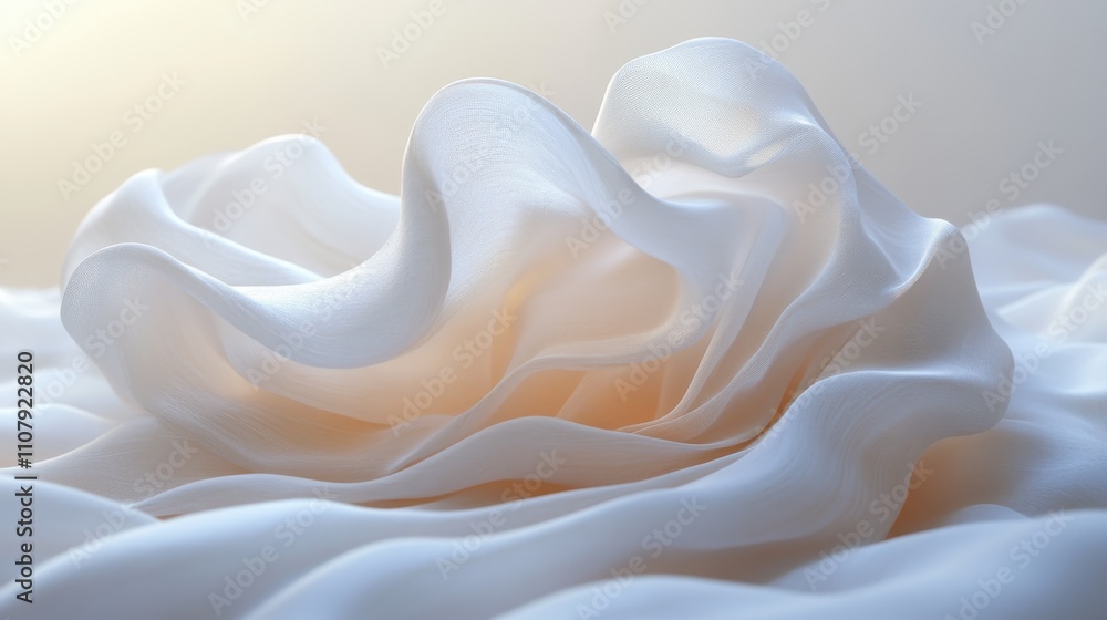 Poster soft cloth with rotating shape 3d rendering