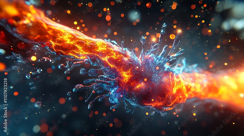 Poster neuron firing with electrical impulses showcases vibrant neural connections in dynamic action