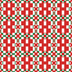 Fototapeta premium Red Green Geometric Pattern: A captivating seamless pattern with a vibrant red and green color scheme, featuring geometric shapes and a modern design, suitable for various projects. 