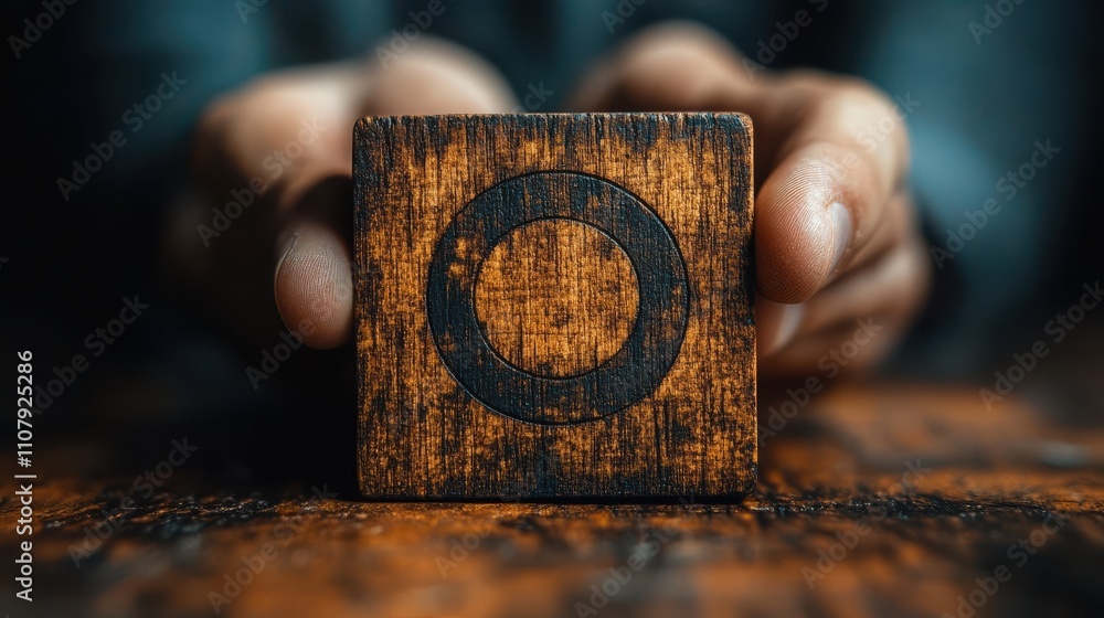 Poster targeting business concept businessman hold wooden block with target icon for business objective str