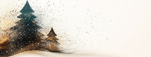 Christmas background with abstract Christmas threes and copy space at side 