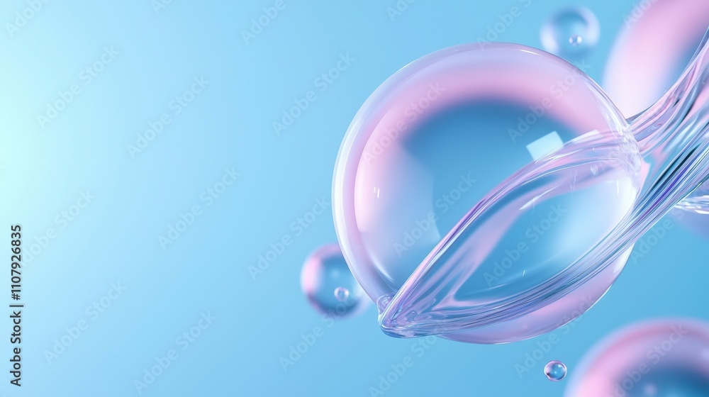 Poster abstract digital art piece with a blue background. in the center of the image, there is a large, tra