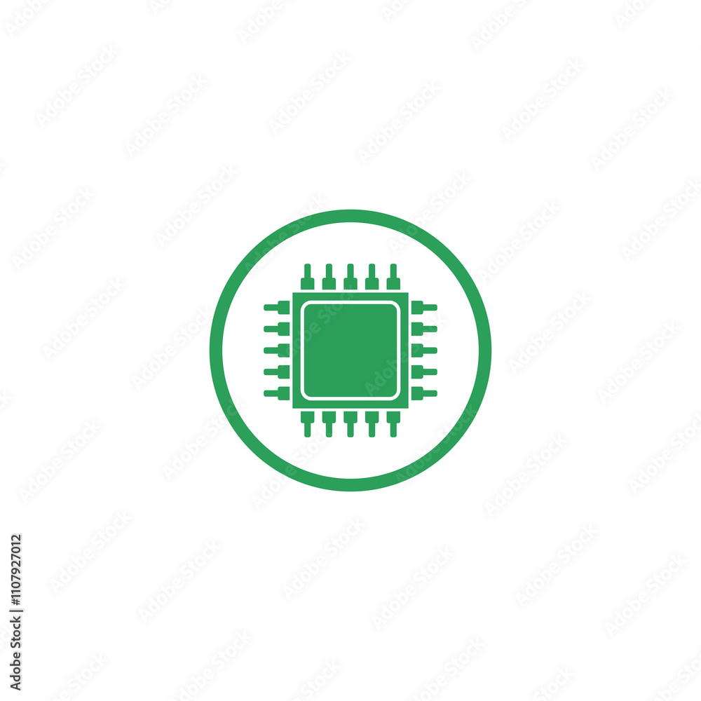 Poster cpu processor icon isolated on transparent background
