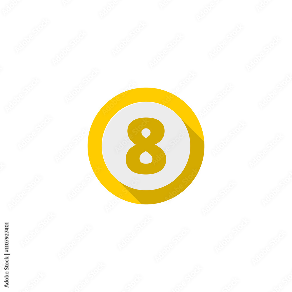 Poster flat number icons with long shadow , number 8