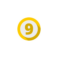 Flat Number Icons With Long Shadow, Number 9