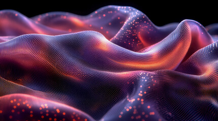 Obraz premium Vivid colors and flowing patterns form an abstract landscape that captures the essence of movement and depth in digital art