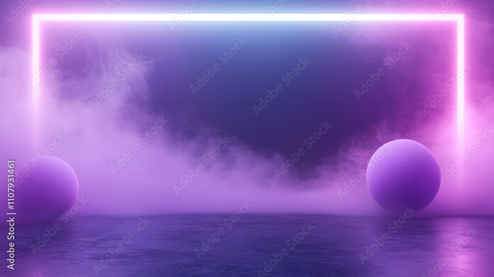 Poster digital art piece that appears to be a 3d rendering of a futuristic landscape. the background is a g