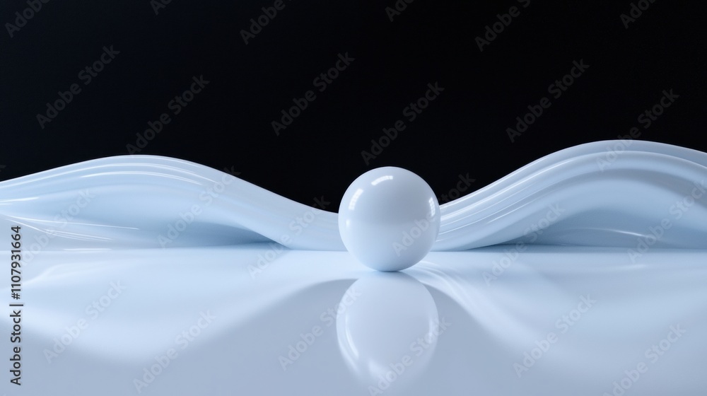 Poster 3d rendering of a white sphere on a black background. the sphere is in the center of the image and i