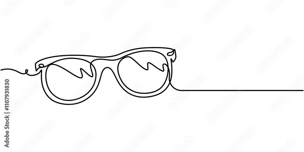 Poster Glasses icon line continuous drawing vector. One line Glasses vector background. eyeglasses icon. Continuous outline of a eyeglasses, Continuous line drawing of glasses. One line of eyeglasses.