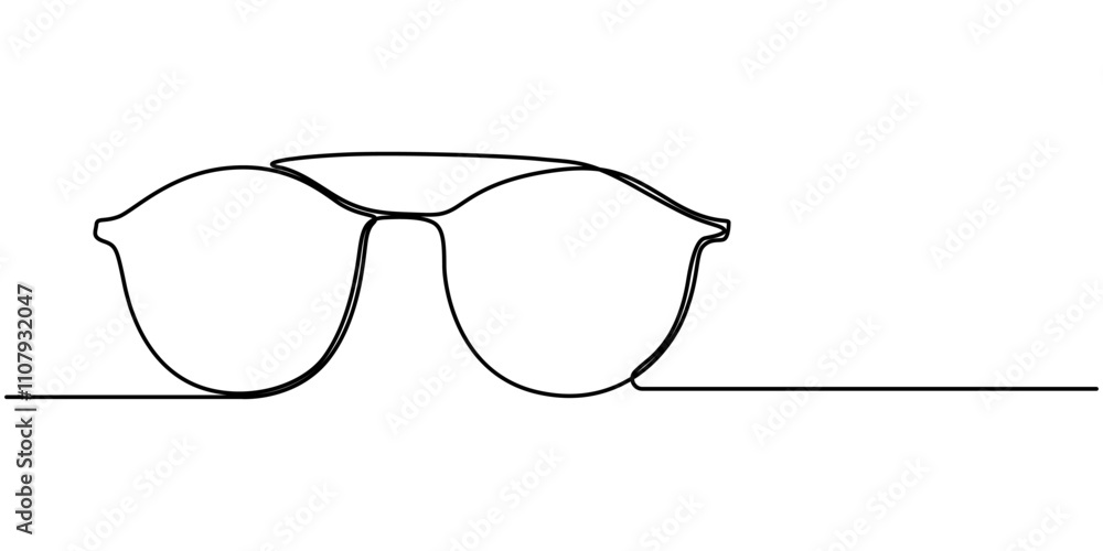 Poster Glasses icon line continuous drawing vector. One line Glasses vector background. eyeglasses icon. Continuous outline of a eyeglasses, Continuous line drawing of glasses. One line of eyeglasses.