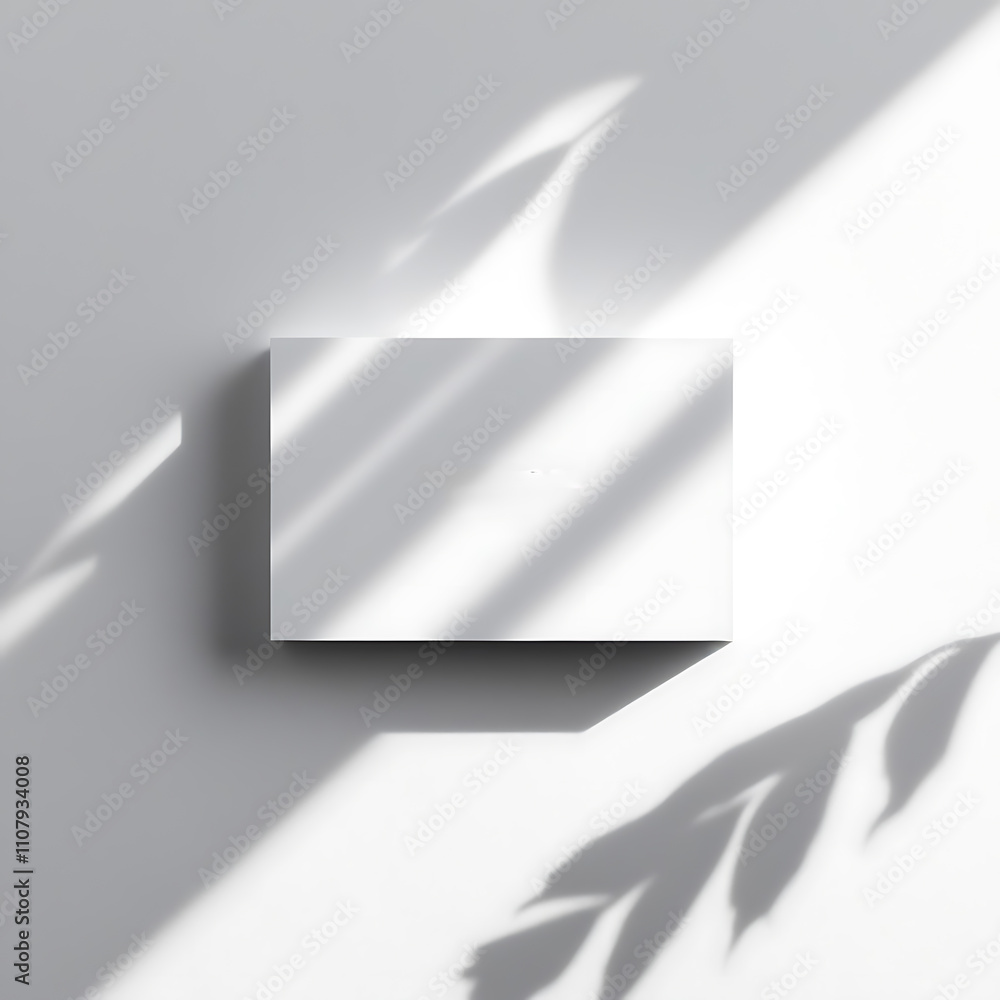 Fototapete a card is isolated on a white background with leaf shadow is ready for mock-up.