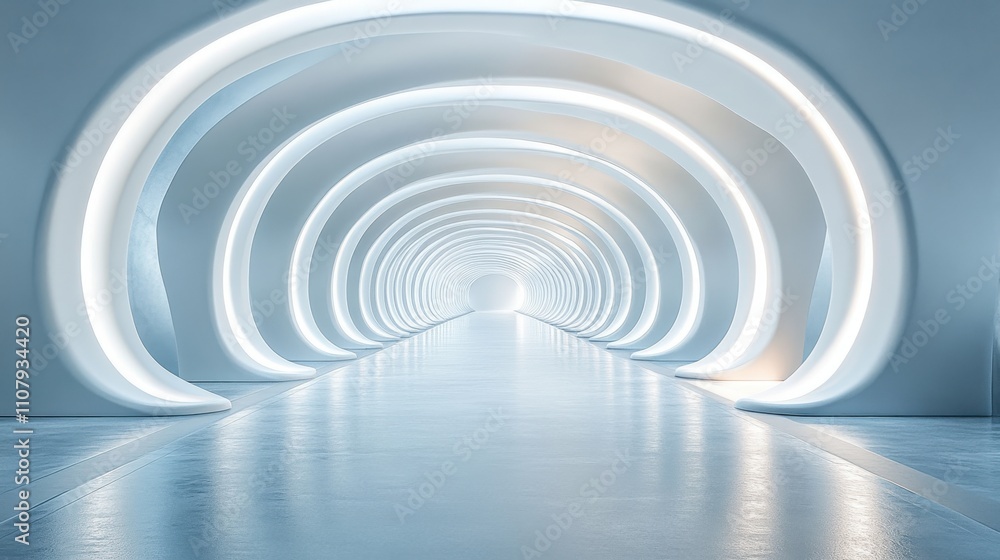 Poster white empty tunnel 360 degree seamless panoramic view 3d rendering