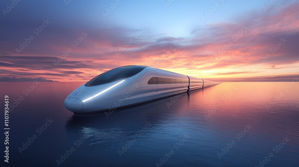 Poster white high speed railway bullet train 3d rendering