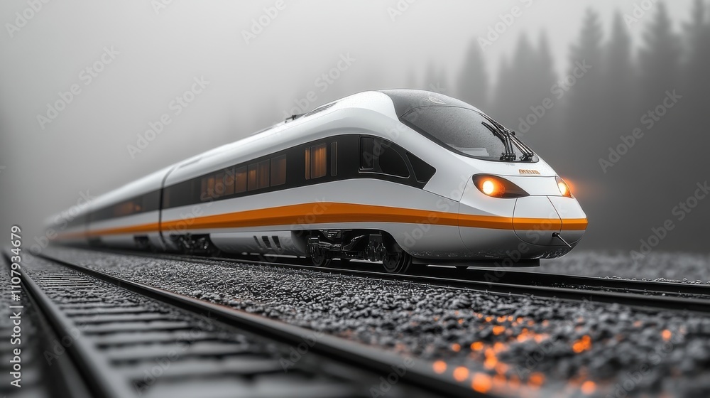Poster white high speed railway train 3d rendering