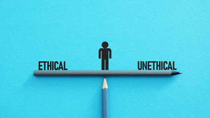 Ethical or unethical is shown using the text