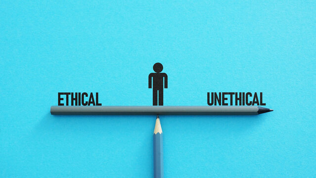 Ethical or unethical is shown using the text