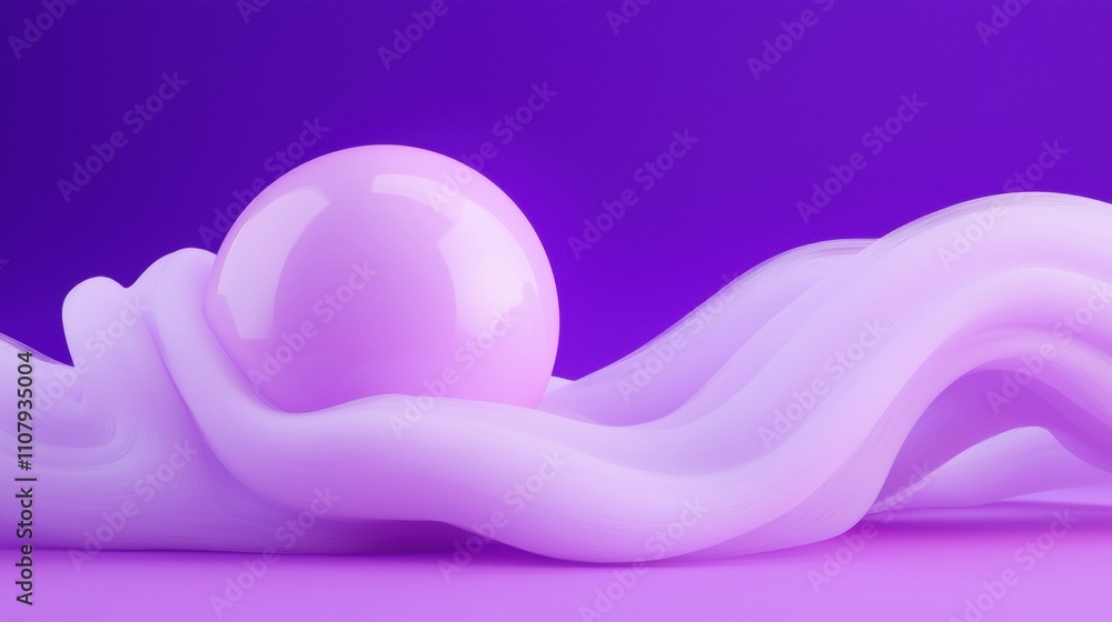 Poster abstract digital art piece with a purple background. in the center of the image, there is a large, s