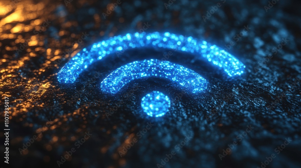Poster wireless network with technology background 3d rendering