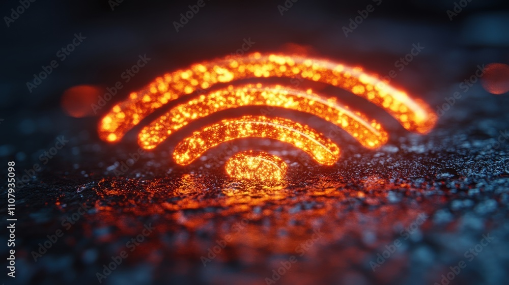 Poster wireless network with technology background 3d rendering