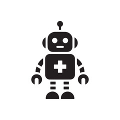 doctor robot ,medical robot silhouette vector,icon