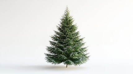 Fototapeta premium A simple yet elegant Christmas tree with soft lighting, isolated against a clean white backdrop