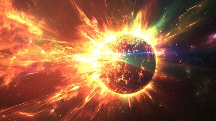 Obraz premium Flare erupting from the surface of the sun during a solar storm event