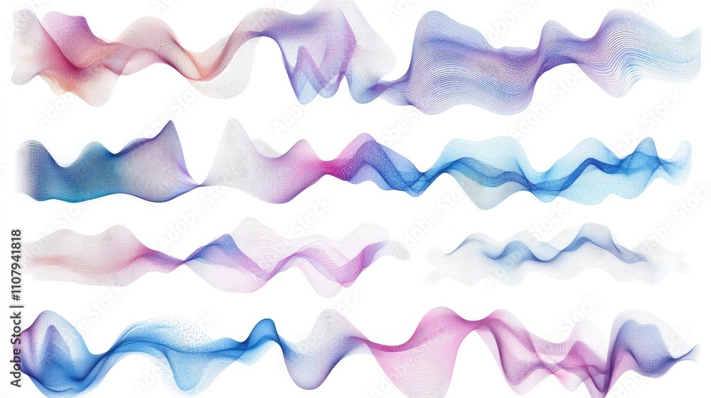 Poster abstract colorful waveform design set