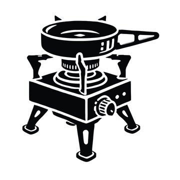 black camping stove cooking clip art preview