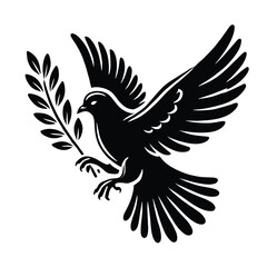 Fototapeta premium Dove Silhouette with Olive Branch